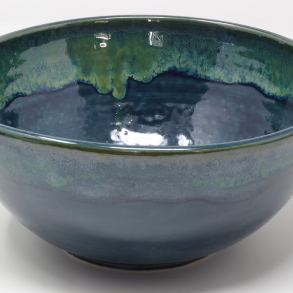 Large smokey blue grey & green swirl bowl