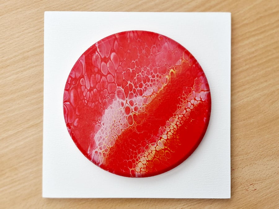 18.5cm x 18.5cm acrylic pour painting wall plaque