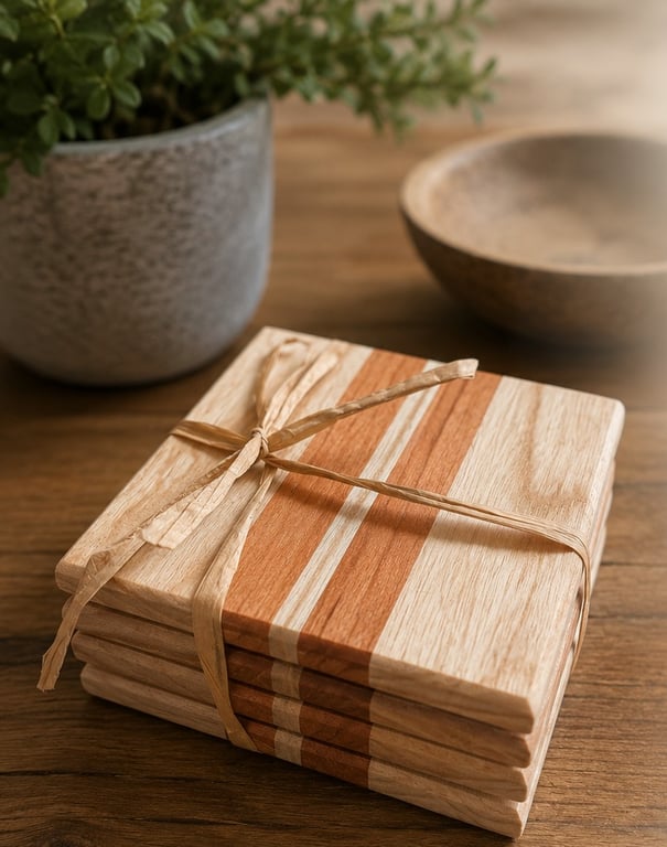Handmade coasters Ash, cherry & maple