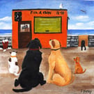 How long? Waiting for the chippy to open. Dogs on the beach.