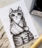 SALE - Sad Tabby Cat Wearing a Sling - Inktober 2019 - Day 19 - Ink Drawing - Image 7