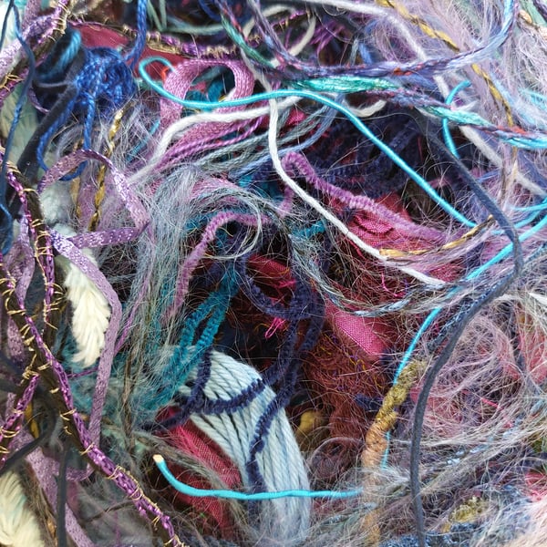 Pack of textured Fibres Yarns ideal Mixed Media Embroidery Collage 