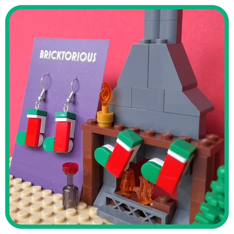 Lego Christmas Stocking Earrings