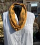 Upcycled Tree of Life Infinity Scarf - Mustard & Brown Cowl - Image 6