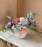 Peony, Sweet Pea and Leucospermum Vase round white vase artificial flowers