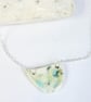 Sterling silver and ceramic necklace, glazed by hand organic, greens & blues