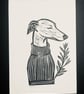 Freshly printed Greyhound linocut print A5 - Image 2