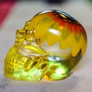 A Taste Of Summer Floral Sunflower Resin Skull Ornament.