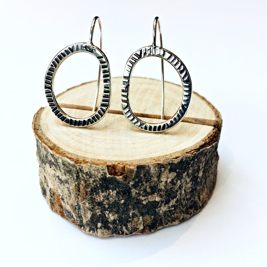 Stepping stones - large hoop earrings - patterned earrings - made in uk - unique