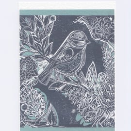 Bird Print. A5 Linocut Digital Print