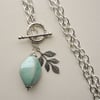 Pale Turquoise and Silver Leaf Necklace      KCJ592