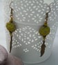 Czech glass flower bead & feather earrings - Image 2