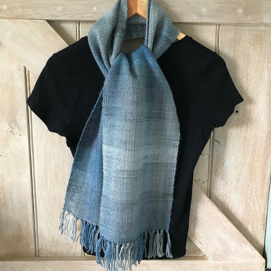 Hand woven scarf - Stormy Sky