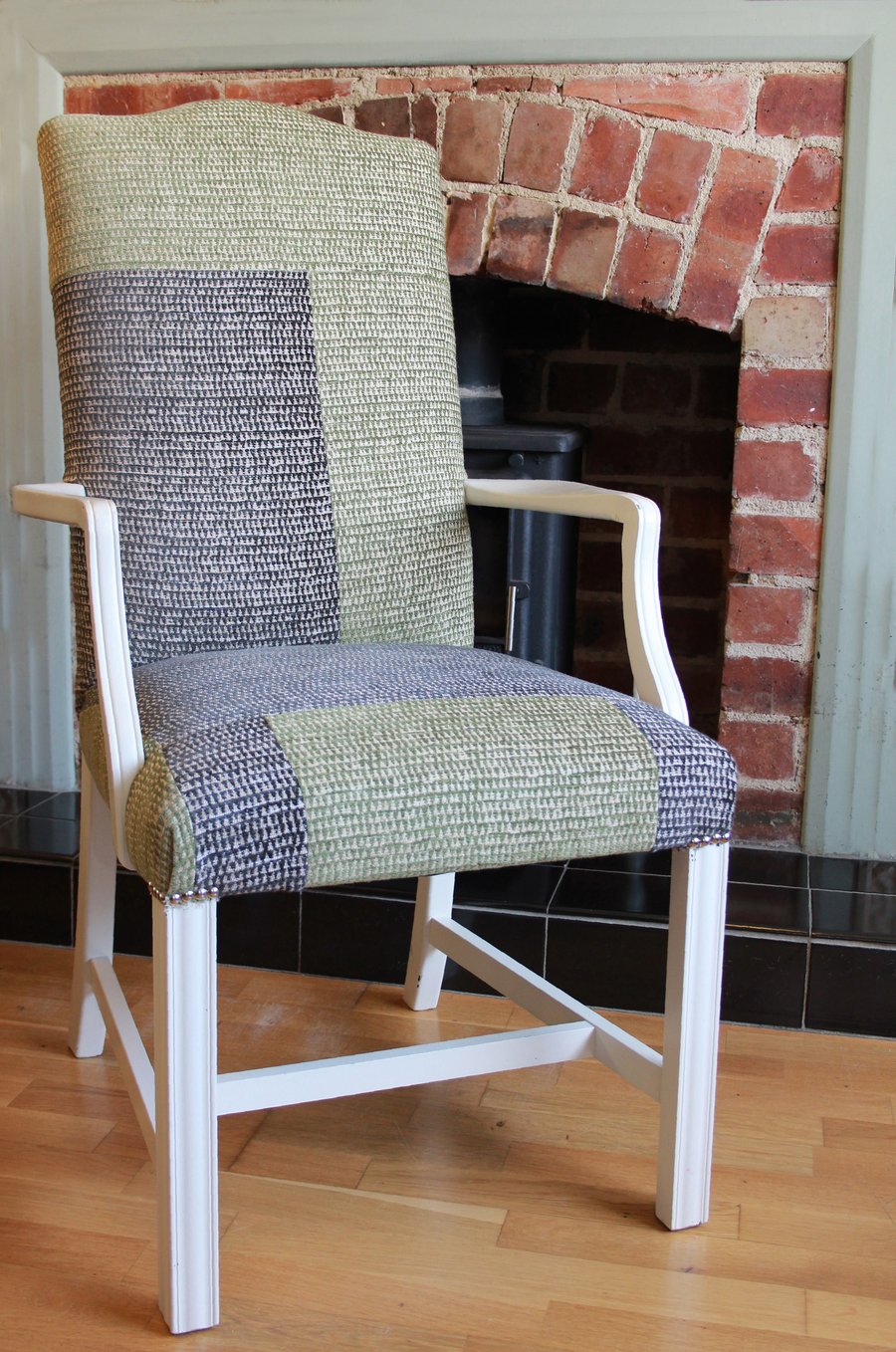 SALE! Patchwork Chair Green & Brown