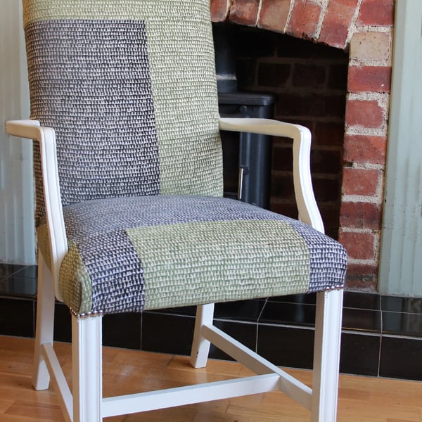 SALE! Patchwork Chair Green & Brown