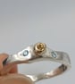 Sterling Silver & Gold Sapphire Artisan Ring - Size P
