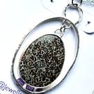 Dinosaur Bone Oval Necklace Recycled Sterling Silver Handmade Jewellery Gift