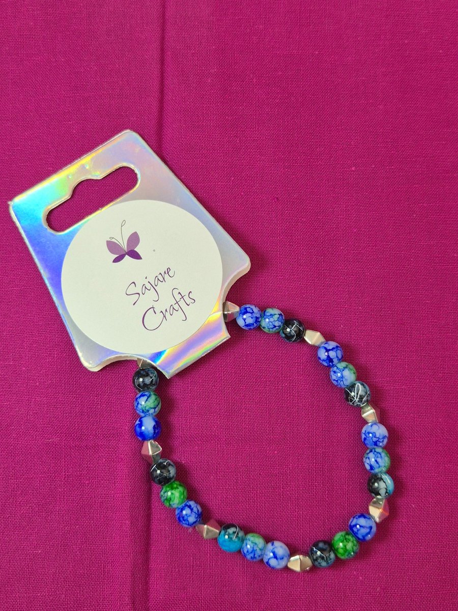 Pretty Blue & Green Beaded Bracelet