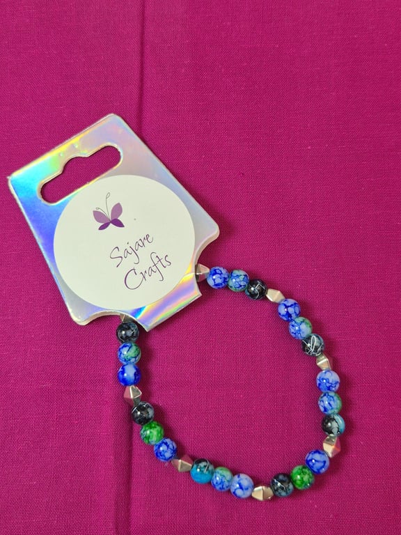 Pretty Blue & Green Beaded Bracelet