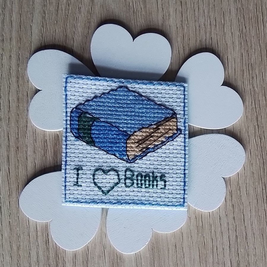 I Love Books, Fridge Magnet, Book Gift, Reading Lover's Gift - Blue