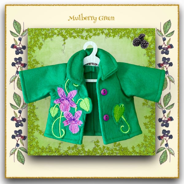 Green Tailored Jacket Embroidered with Flowers