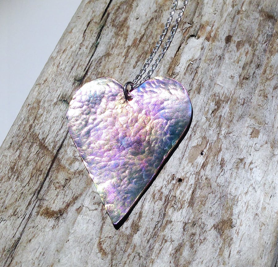 Coloured Titanium Heart Pendant Necklace - UK Free Post