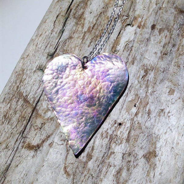 Coloured Titanium Heart Pendant Necklace - UK Free Post