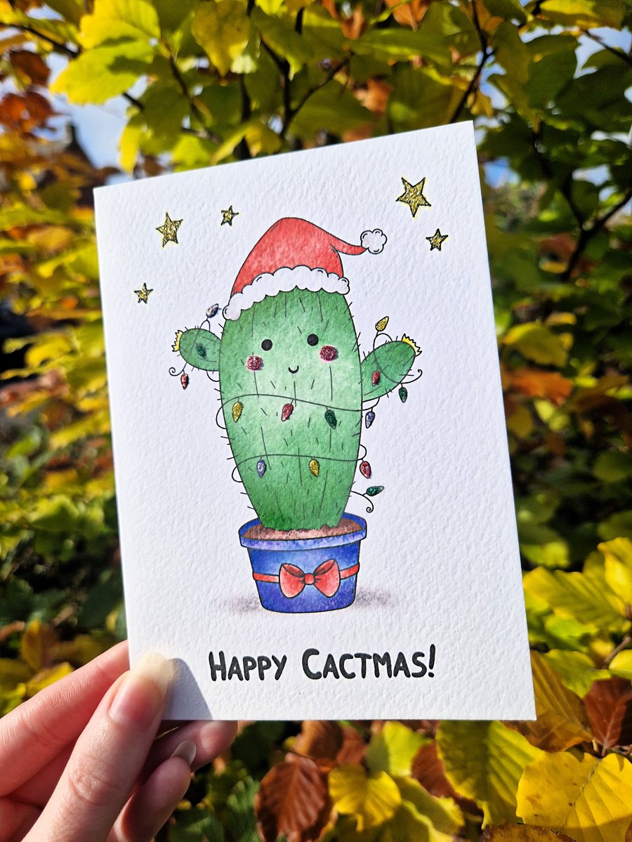 Christmas Card, Happy Cactmas! Funny Cactus Christmas Card