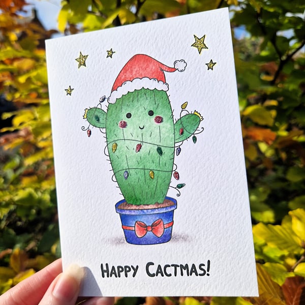 Christmas Card, Happy Cactmas! Funny Cactus Christmas Card