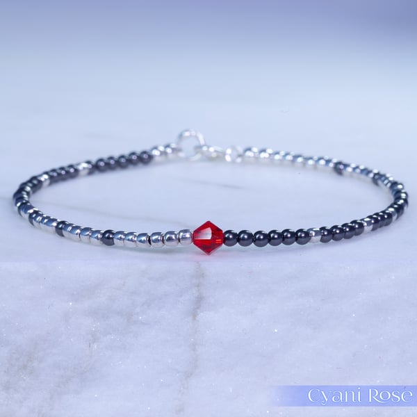 Bracelet dainty sterling silver and Swarovski glass pearl 