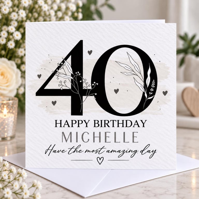 Personalised 40th Birthday Card For Her Daughter Sister Friend Mum Nanna Grandma