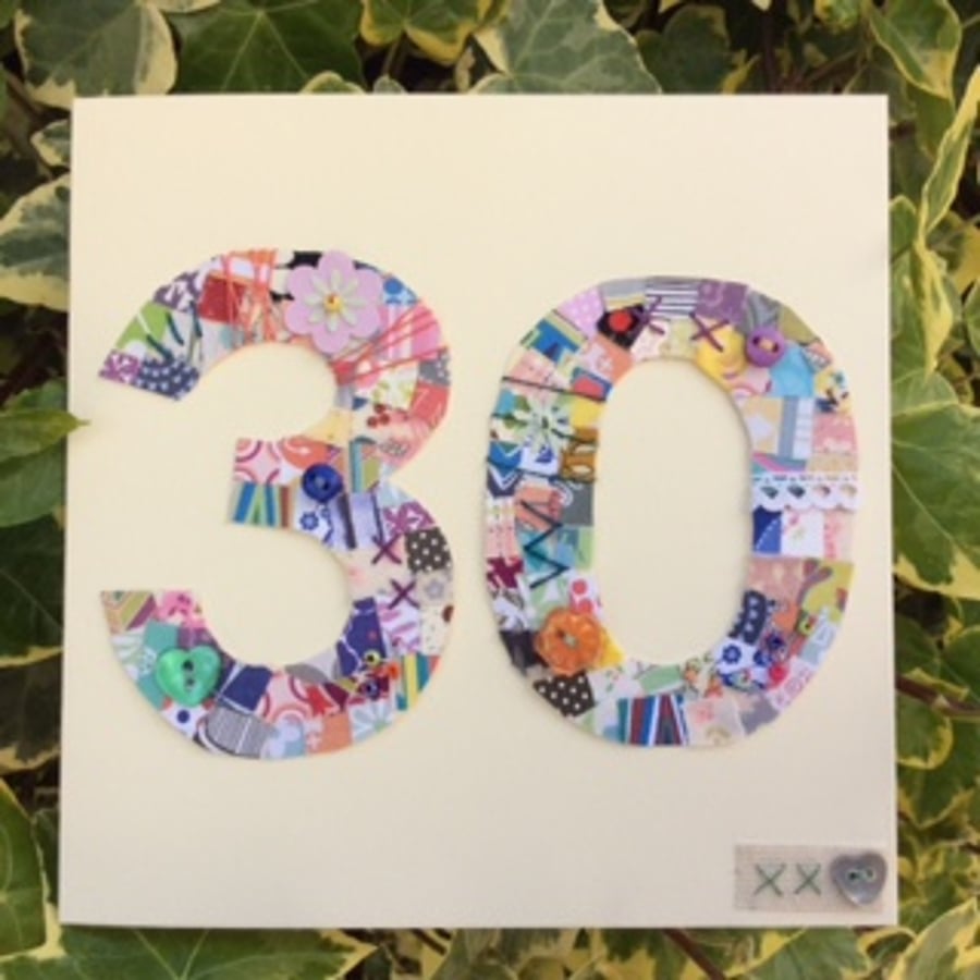 30th patchwork birthday card