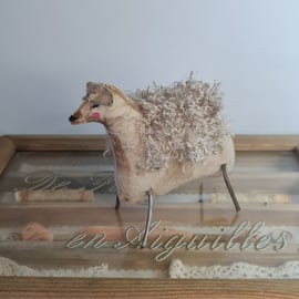 Handmade primitive sheep soft sculpture 3