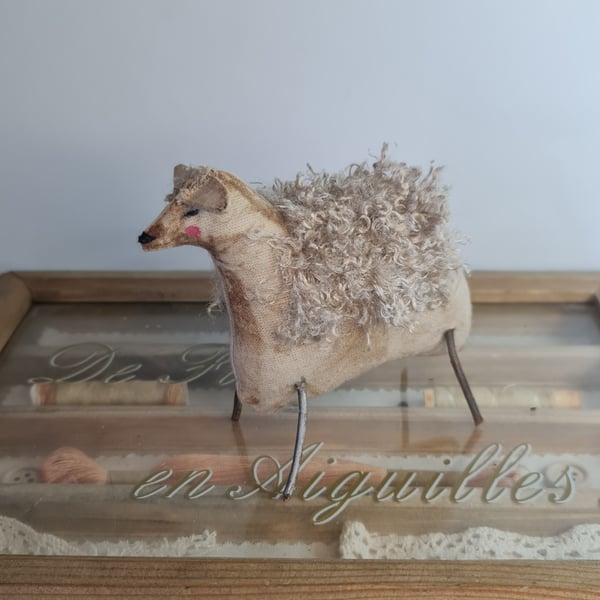 Handmade primitive sheep soft sculpture 3