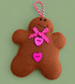 Handmade Felt Gingerbread Christmas Decoration – Hot Pink Hearts & Polka Dot 