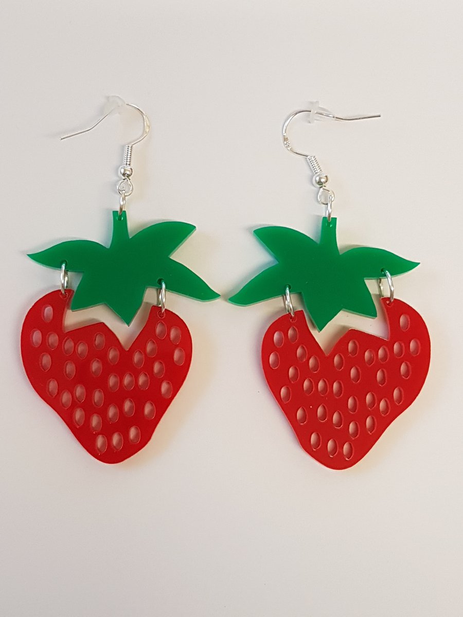 Strawberry Fruity Earrings - Acrylic