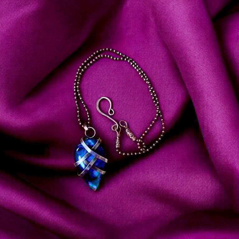 Oxidised Copper Labradorite Pendant Necklace - NEW Egyptian Collection 