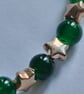 Green Glass & Gold Stars Bead Bracelet  - Image 4