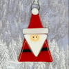 Handmade Fused Glass Santa Hanging Christmas Decoration 