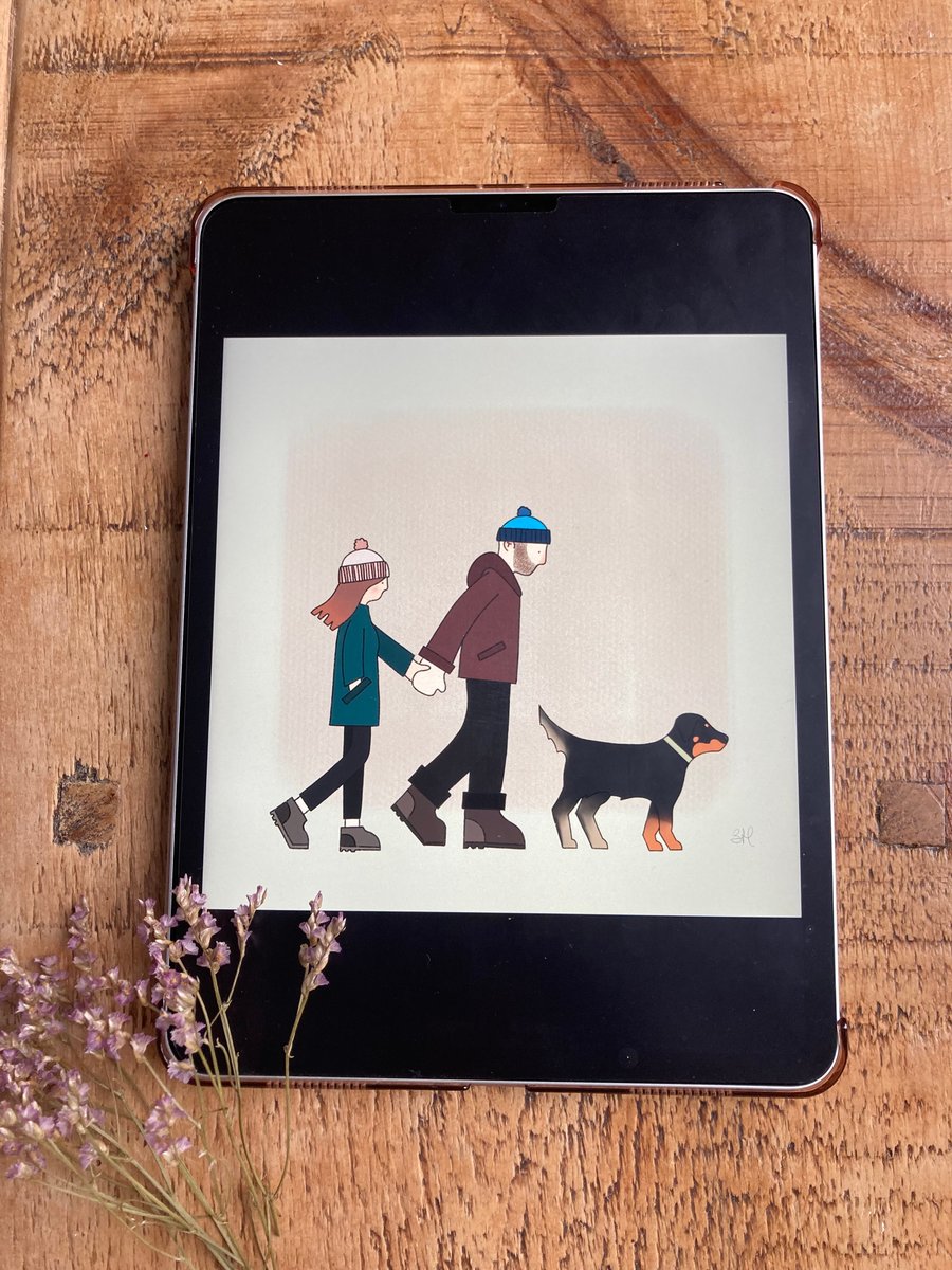 Couples Portrait with Pet - Personalised Portrait - DIGITAL