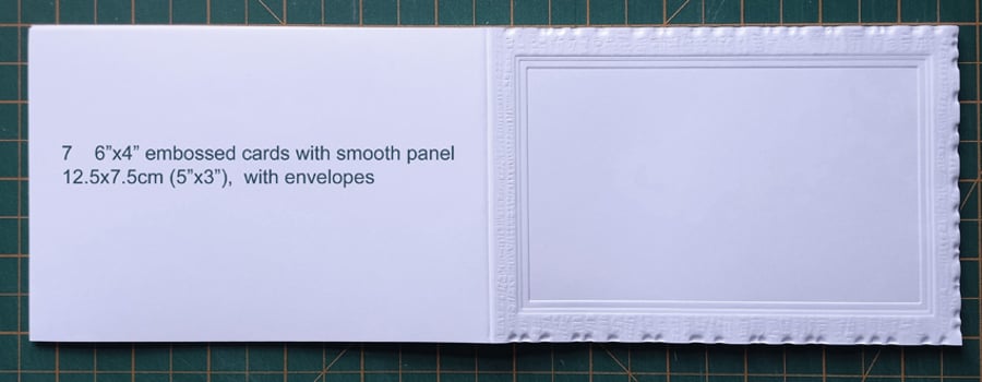7 White Embossed greeting card blanks with envelopes