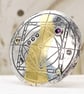 Keum boo Brooch, Handmade Silver and Gold brooch, Archaeological, Amethyst stone - Image 5