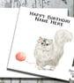 White Persian Cat Watercolour Print Personalised Birthday Card
