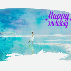 Lady by The Lake Art Birthday Card.