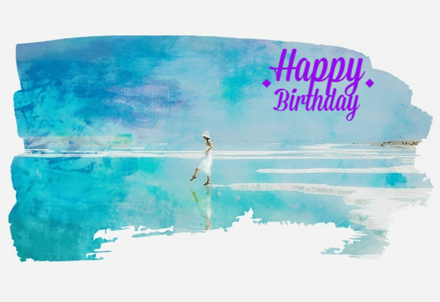 Lady by The Lake Art Birthday Card.