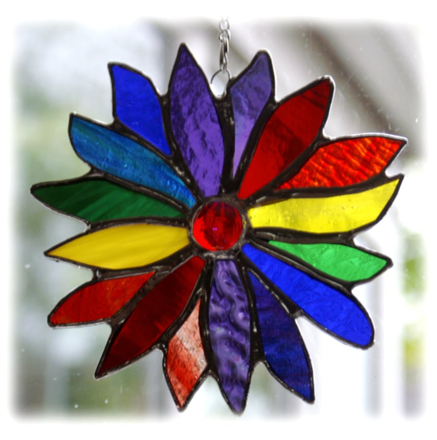 Rainbow Flower Stained Glass Suncatcher 020