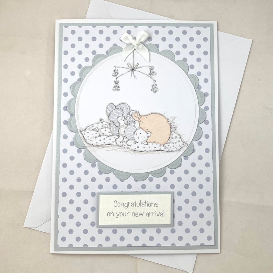 Handmade gender neutral new baby card