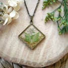 Real Dried Flowers and Resin Pendant Necklace