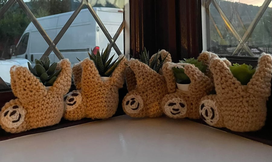 Crocheted hanging sloth 