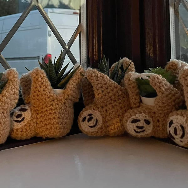Crocheted hanging sloth 